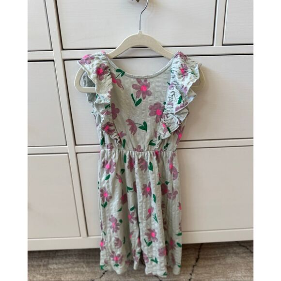 Zara 12-18 Months Baby Girl Textured Floral Ruffle Wide Leg jumpsuit - Picture 2 of 6